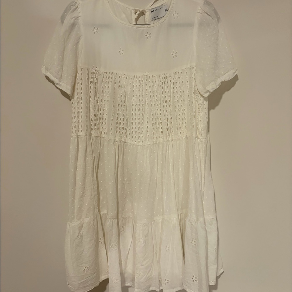 White Eyelet Short Sleeve Dress